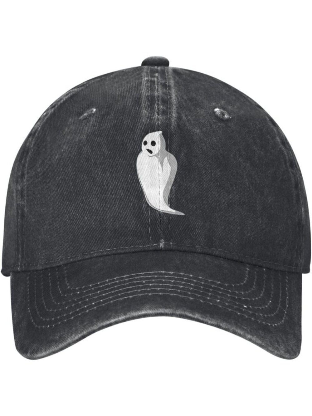 Unisax Ghost Black Funny Adjustable Washed Denim Casual Halloween Baseball Cap